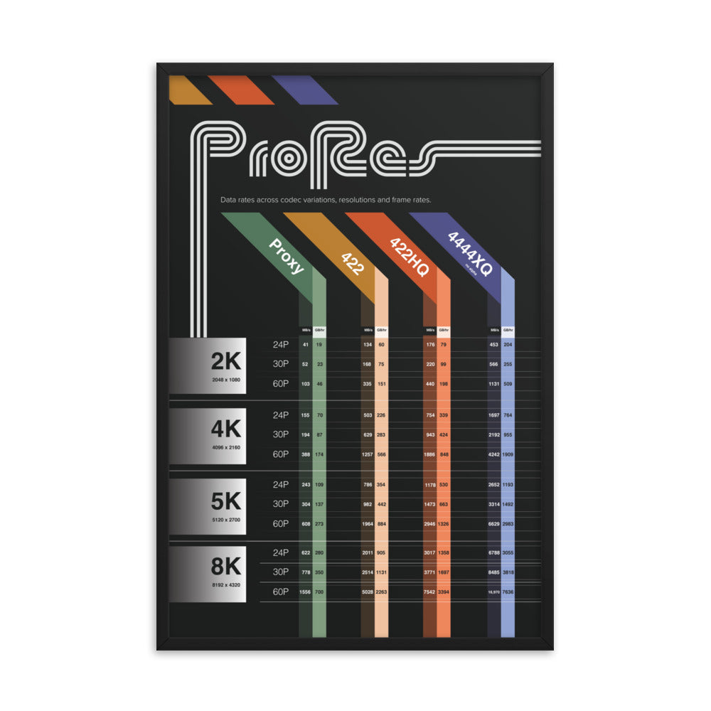 ProRes Codec Chart - Dark (Framed)